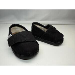 TOMS Shoes Toddler Size T2 Black‎ Alpargata Canvas Slip-On Hook & Loop Casual